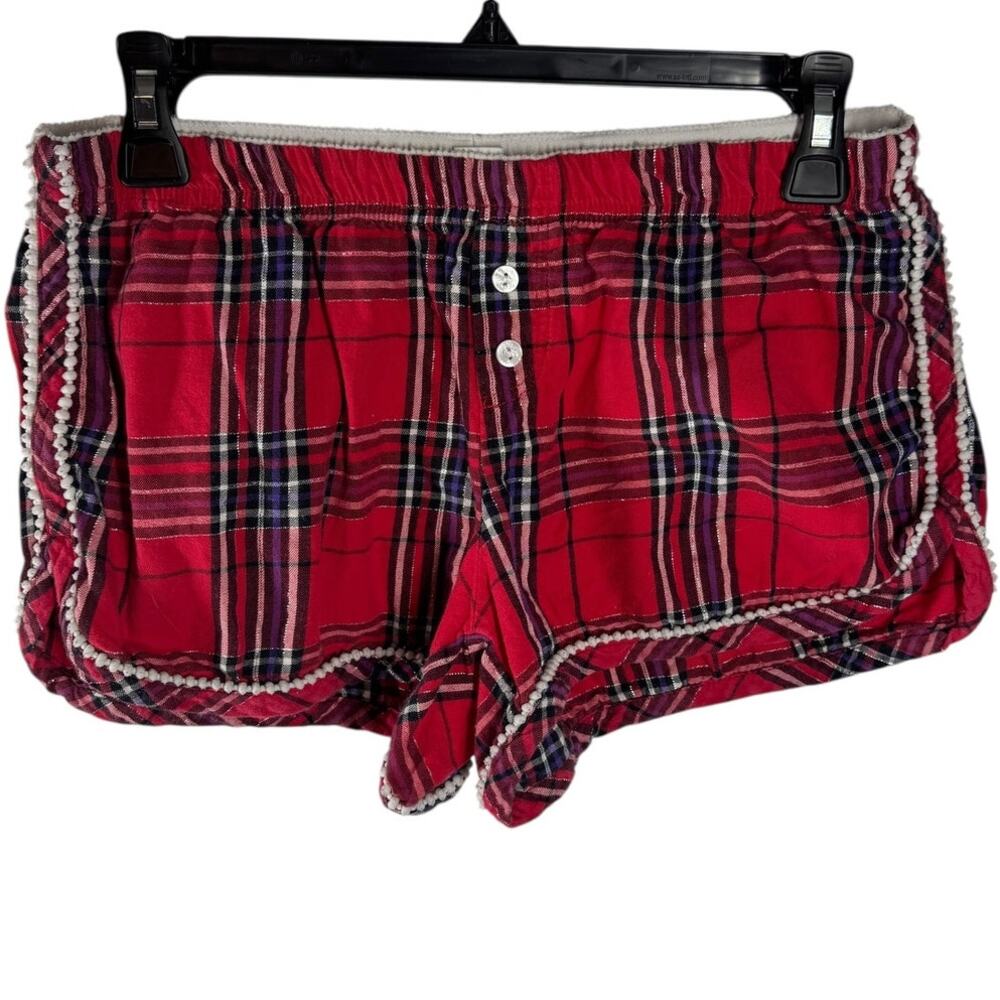 Victoria’s Secret  Red Plaid Pajama Shorts Women’s Small Cotton Sleep Lounge